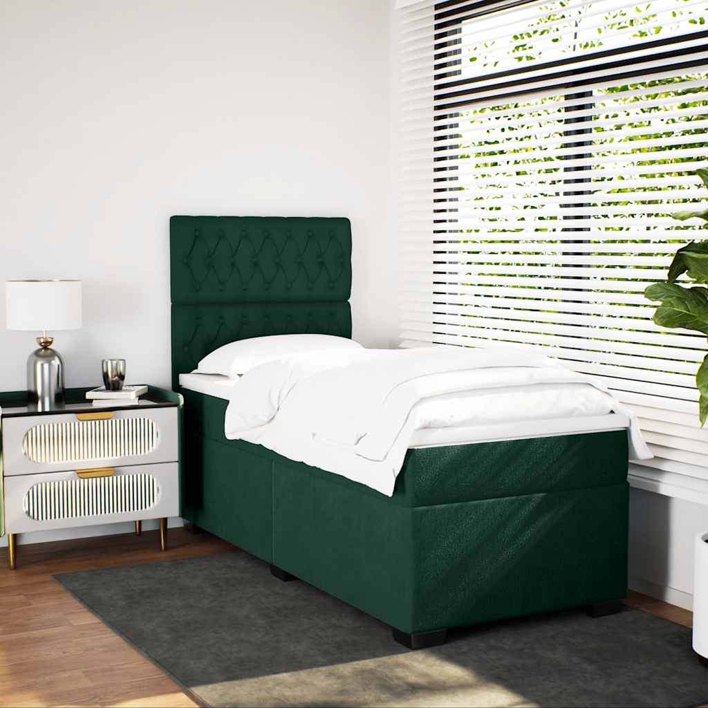 Box spring krevet s madracem tamnozeleni 80 x 200 cm baršunasti