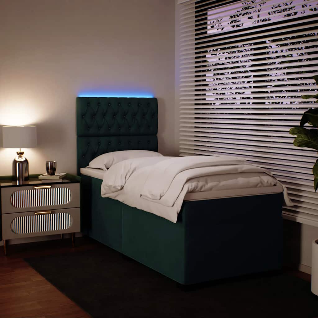 Box spring krevet s madracem tamnozeleni 80 x 200 cm baršunasti