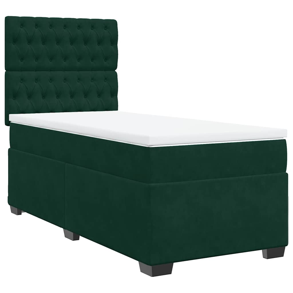 Box spring krevet s madracem tamnozeleni 80 x 200 cm baršunasti