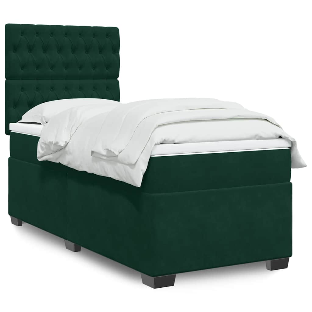Box spring krevet s madracem tamnozeleni 80 x 200 cm baršunasti