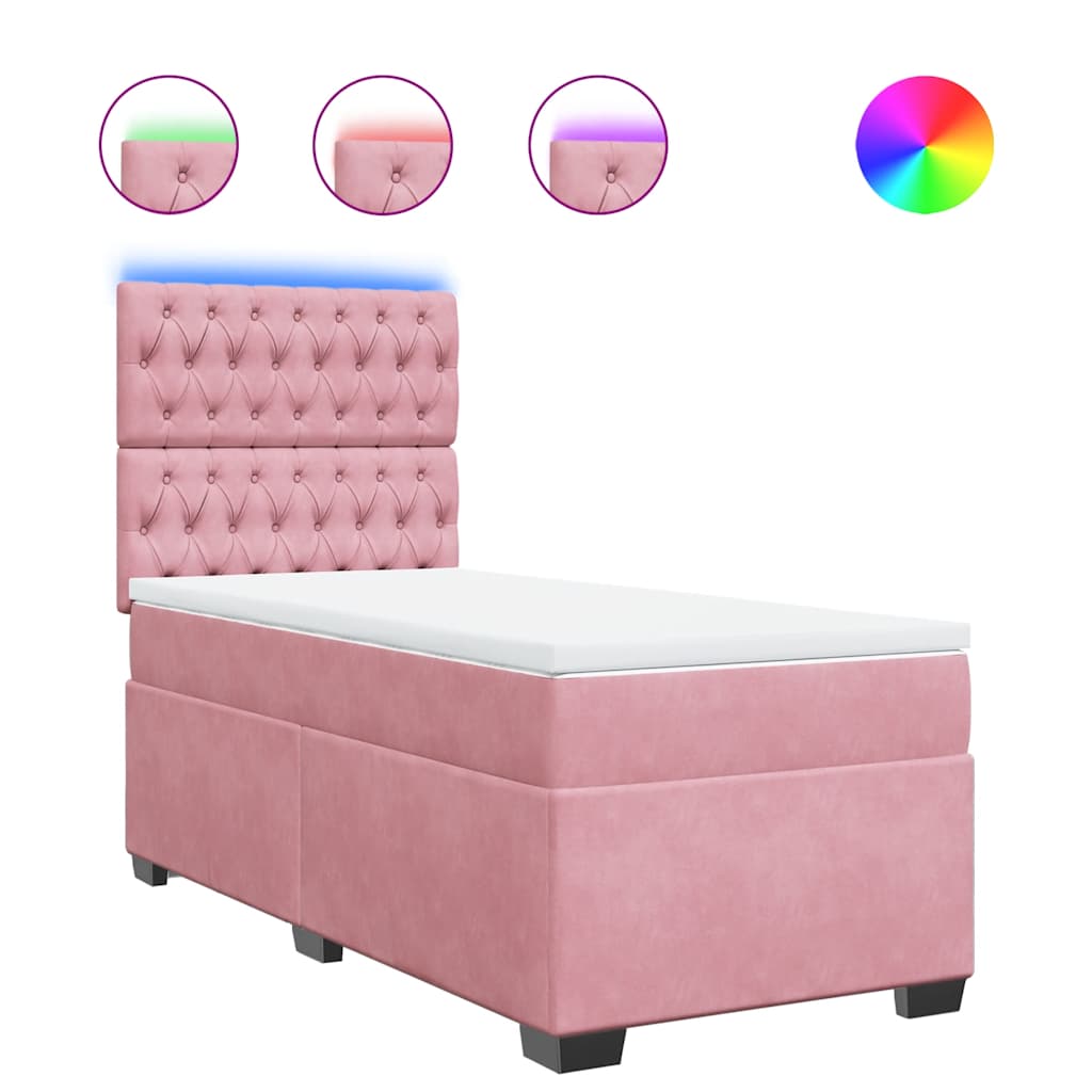 Box spring krevet s madracem ružičasti 80 x 200 cm baršunasti
