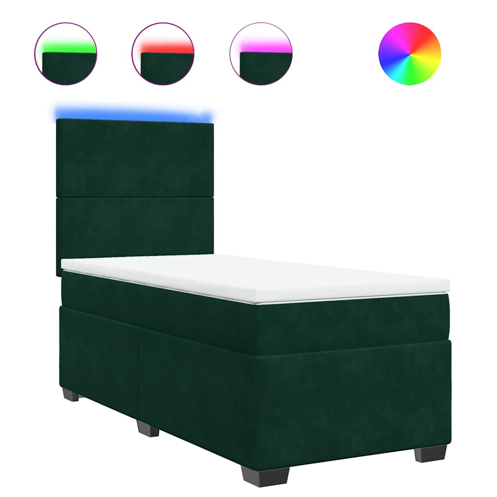Box spring krevet s madracem tamnozeleni 90x190 cm baršunasti