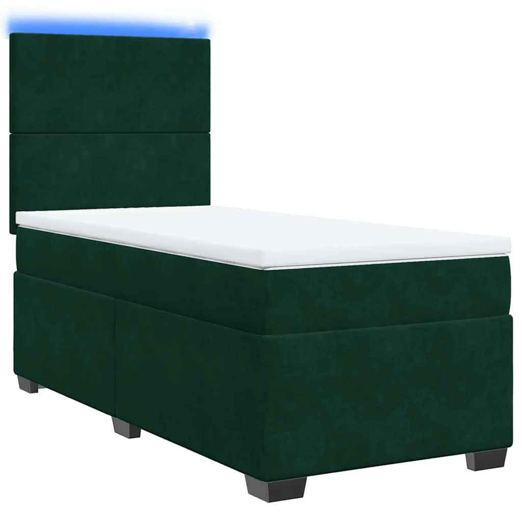 Box spring krevet s madracem tamnozeleni 90x190 cm baršunasti