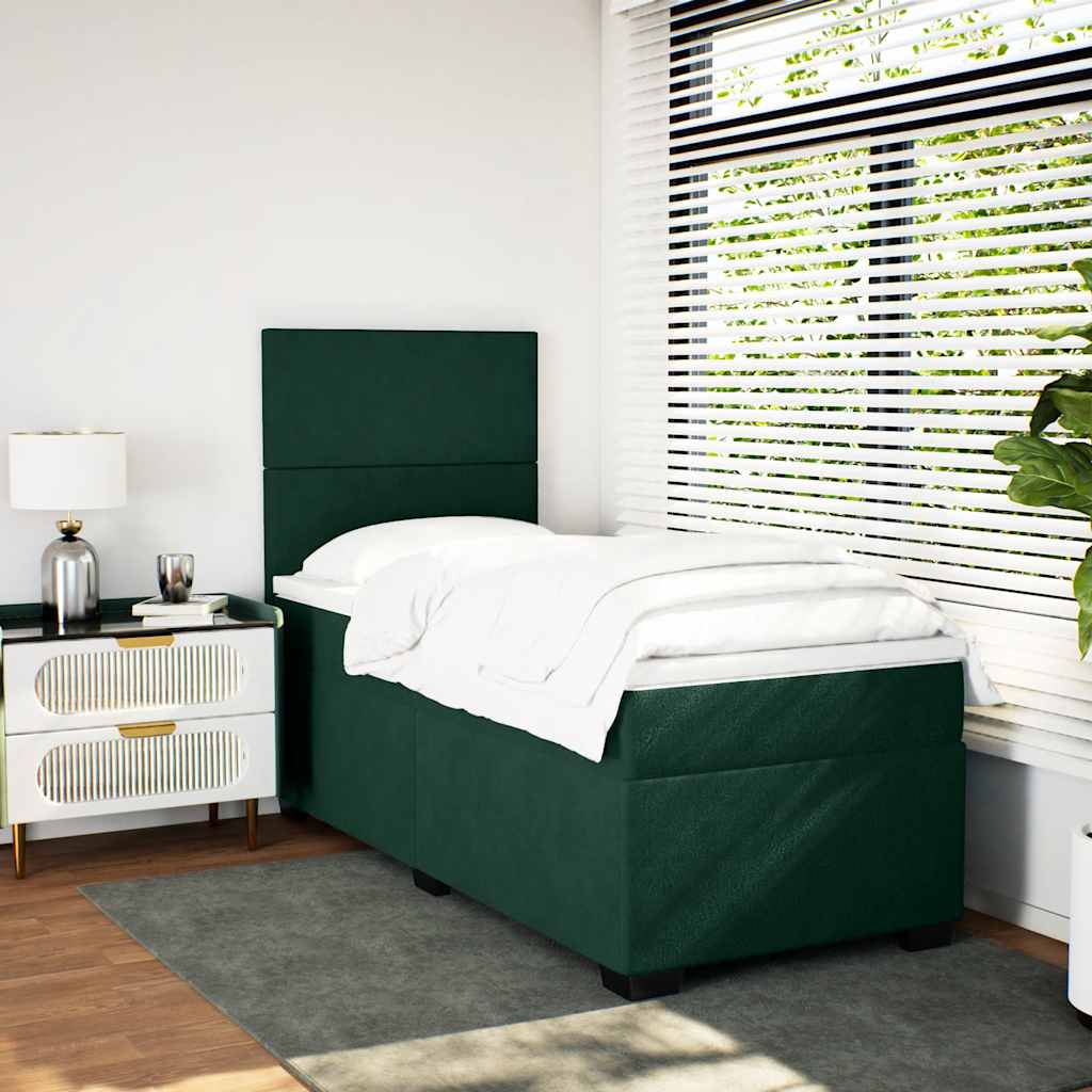 Box spring krevet s madracem tamnozeleni 90x190 cm baršunasti