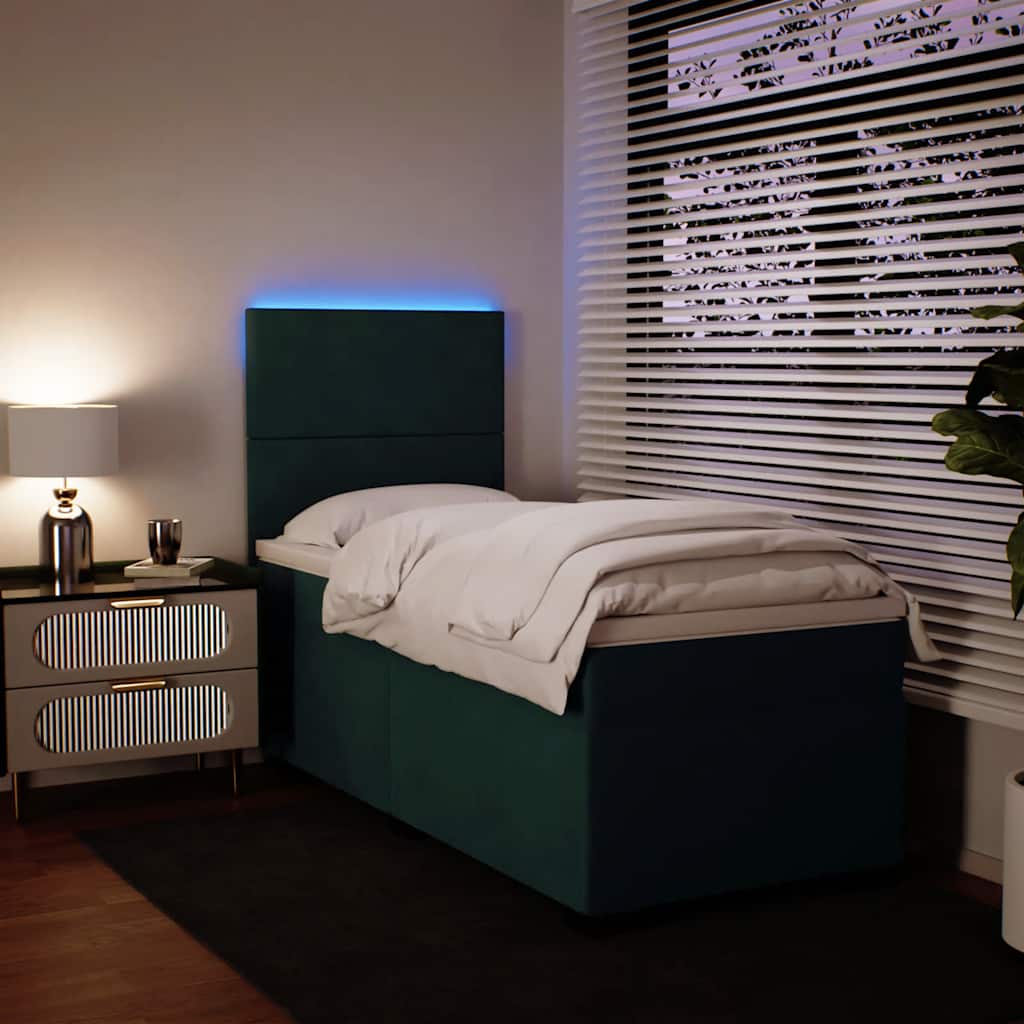 Box spring krevet s madracem tamnozeleni 90x190 cm baršunasti