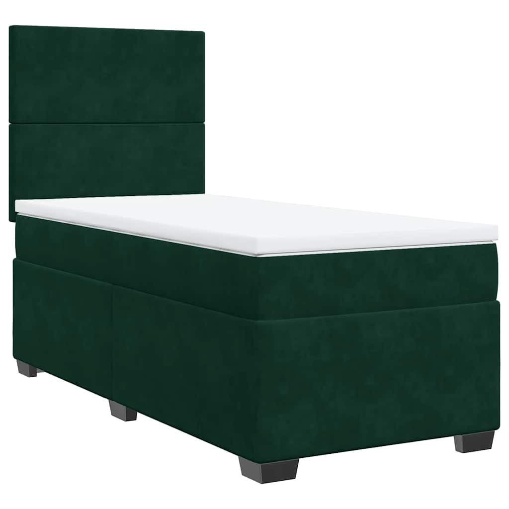 Box spring krevet s madracem tamnozeleni 90x190 cm baršunasti