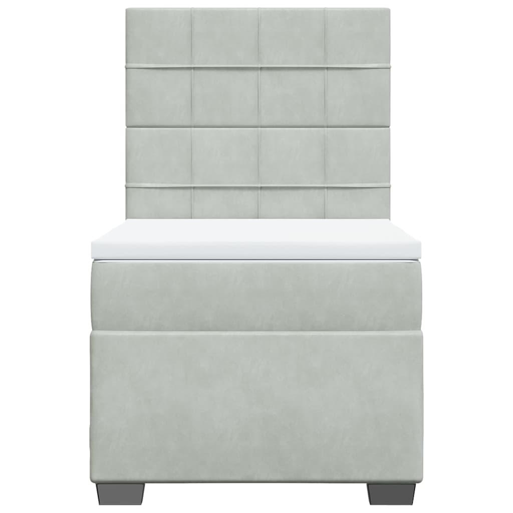 Box spring krevet s madracem svjetlosivi 90x190 cm baršunasti