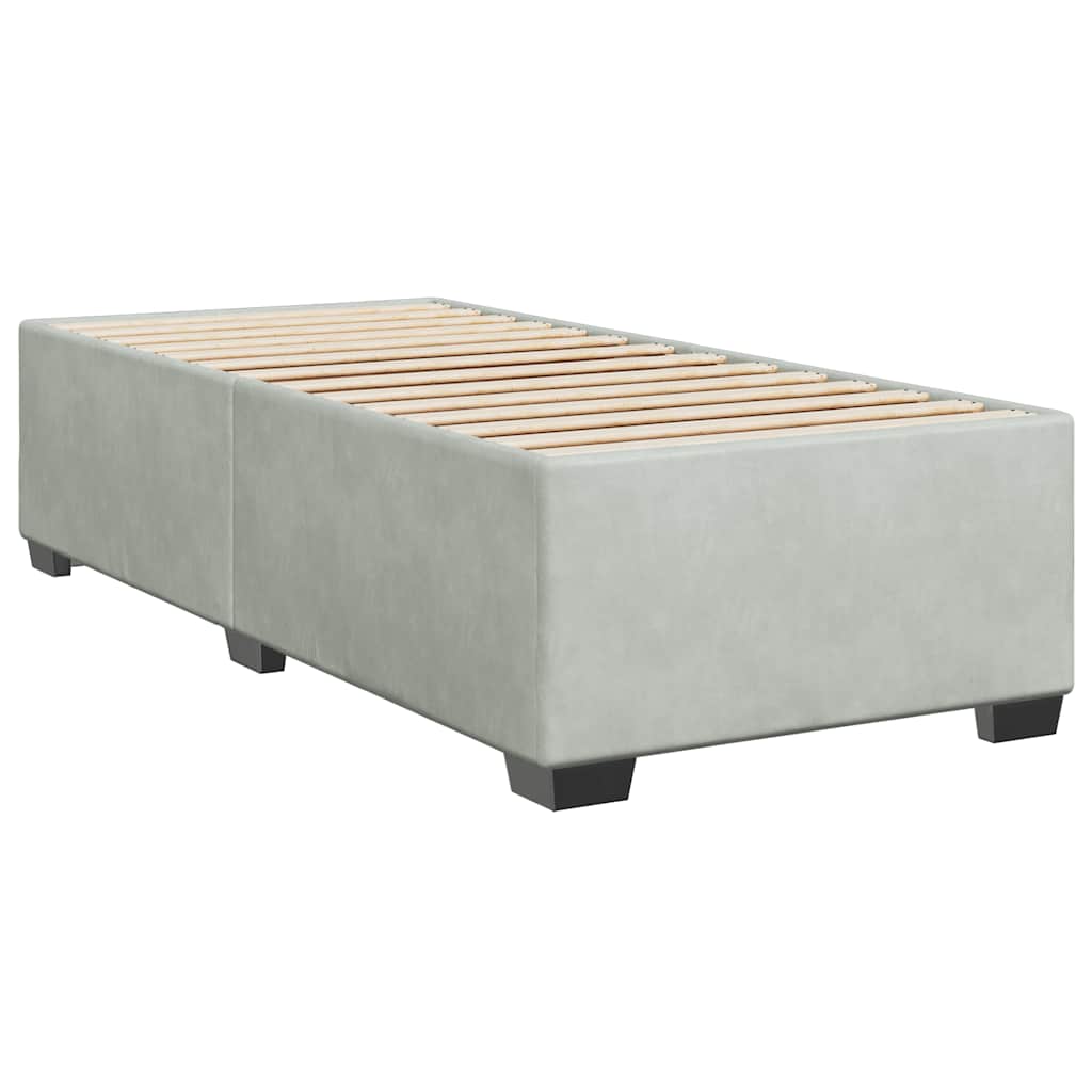Box spring krevet s madracem svjetlosivi 90x190 cm baršunasti