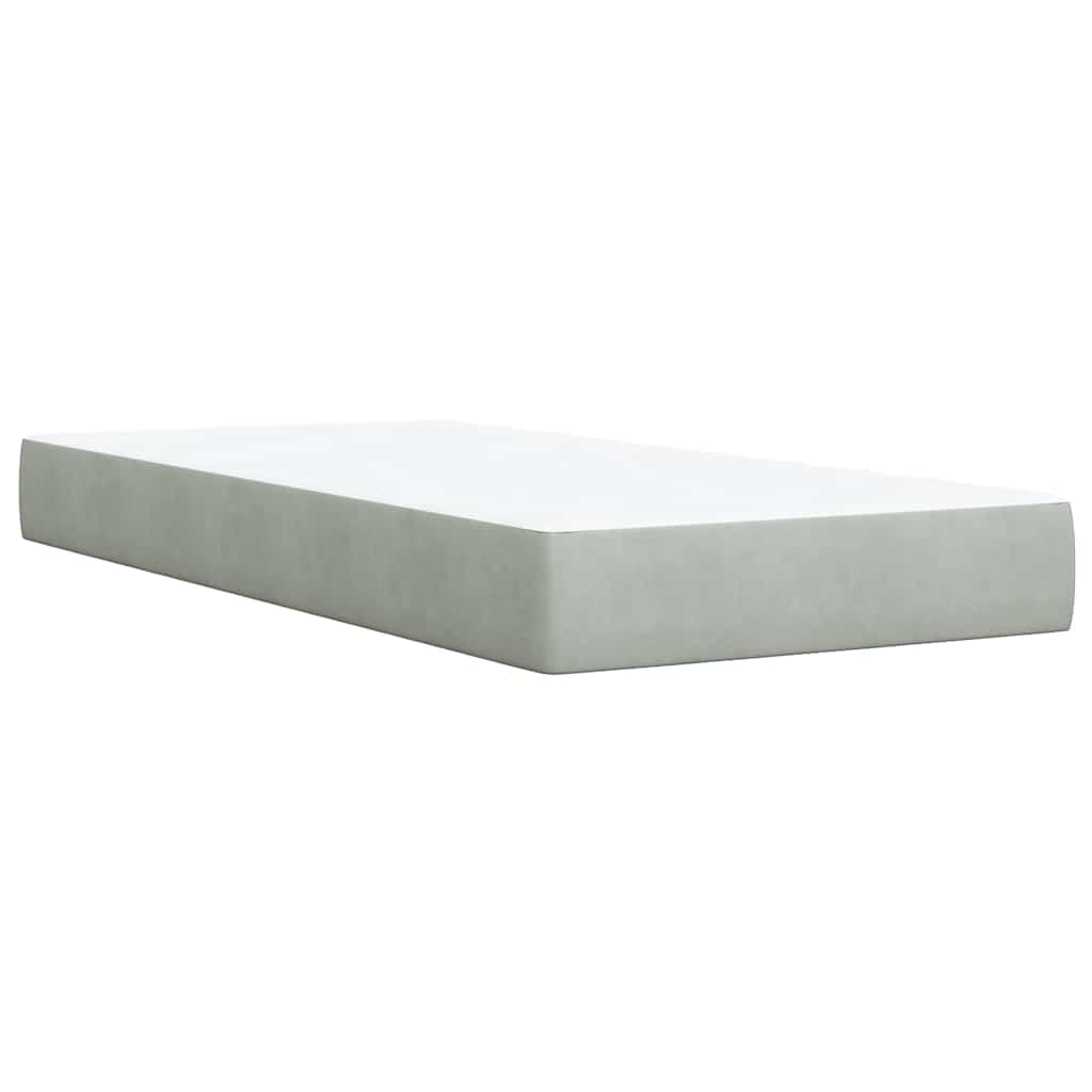 Box spring krevet s madracem svjetlosivi 90x190 cm baršunasti