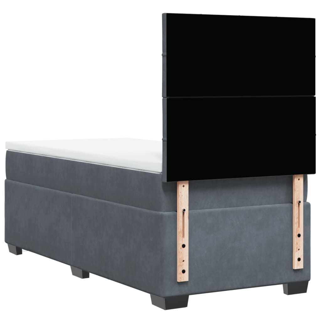 Box spring krevet s madracem tamnosivi 90x190 cm baršunasti