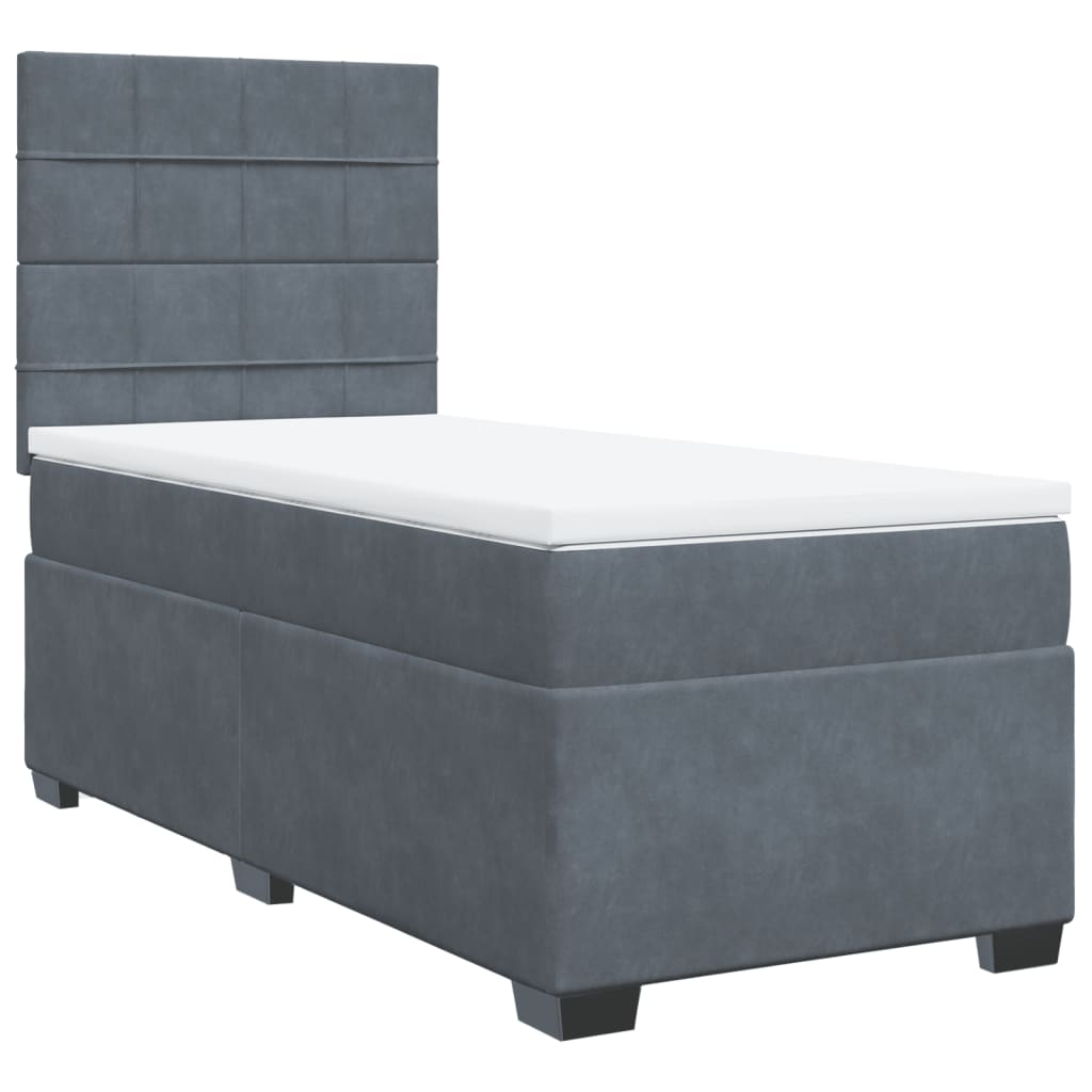 Box spring krevet s madracem tamnosivi 90x190 cm baršunasti