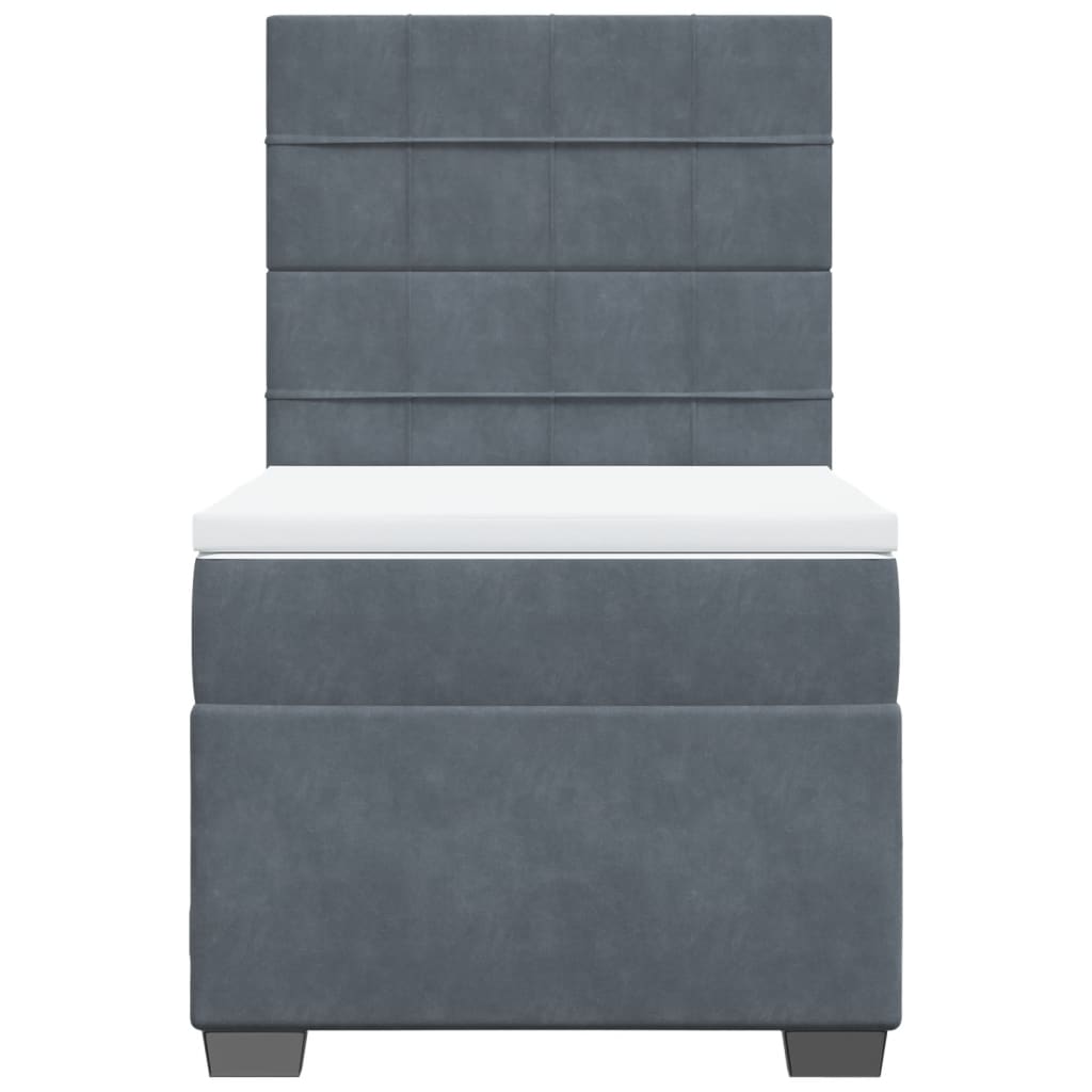 Box spring krevet s madracem tamnosivi 90x190 cm baršunasti