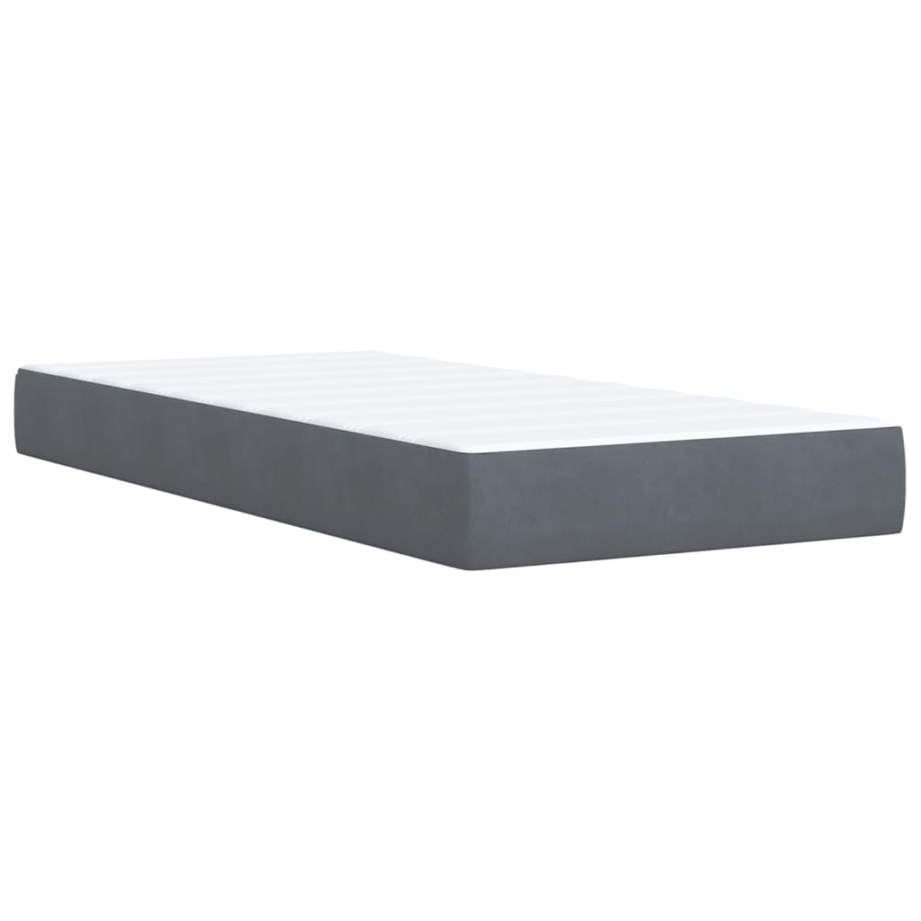 Box spring krevet s madracem tamnosivi 90x190 cm baršunasti