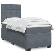 Box spring krevet s madracem tamnosivi 90x190 cm baršunasti