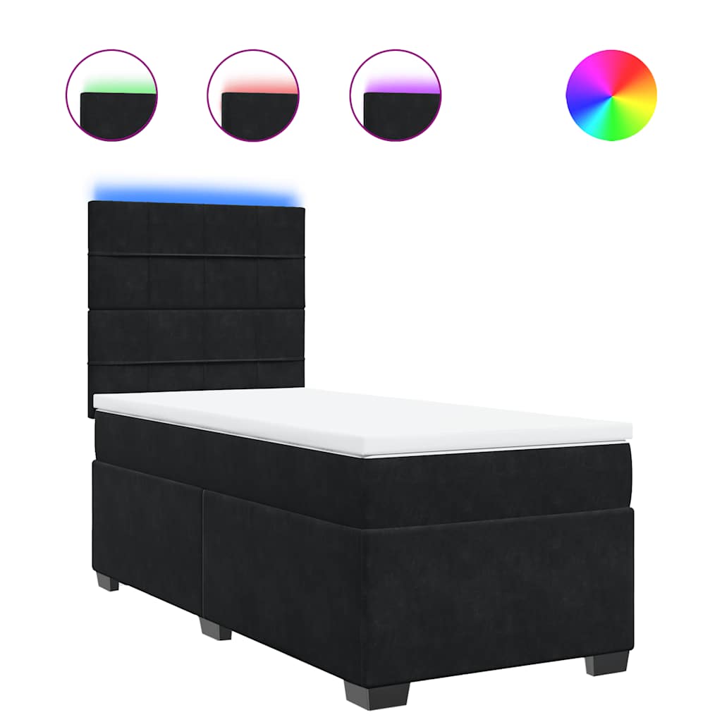 Box spring krevet s madracem crni 90x190 cm baršunasti