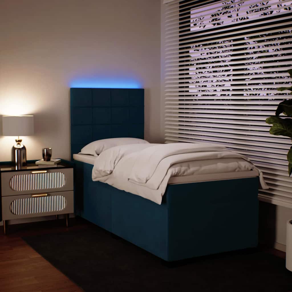 Box spring krevet s madracem plavi 90x190 cm baršunasti