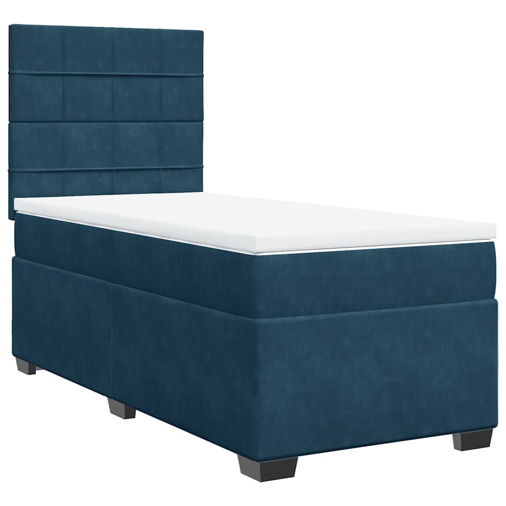 Box spring krevet s madracem plavi 90x190 cm baršunasti