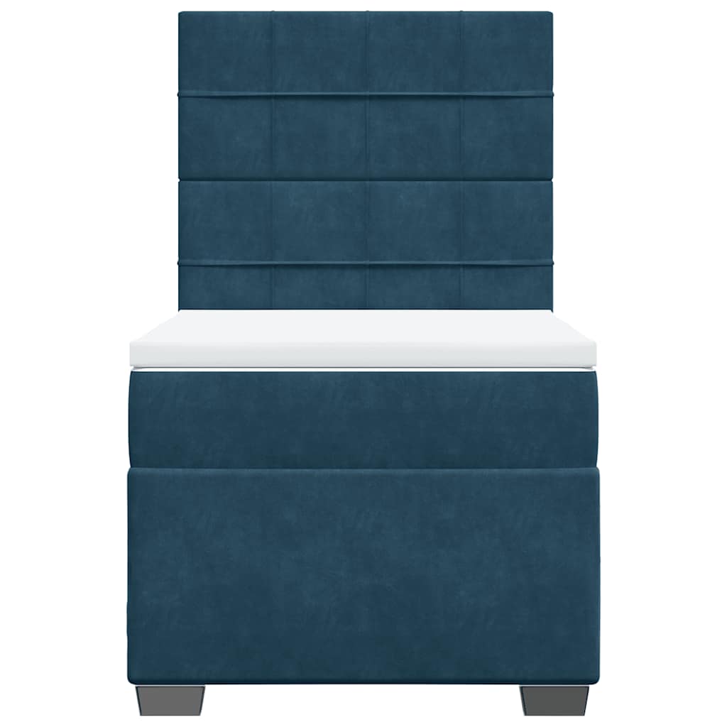 Box spring krevet s madracem plavi 90x190 cm baršunasti