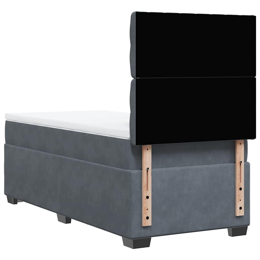 Box spring krevet s madracem tamnosivi 90x190 cm baršunasti