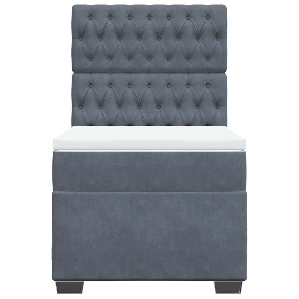 Box spring krevet s madracem tamnosivi 90x190 cm baršunasti