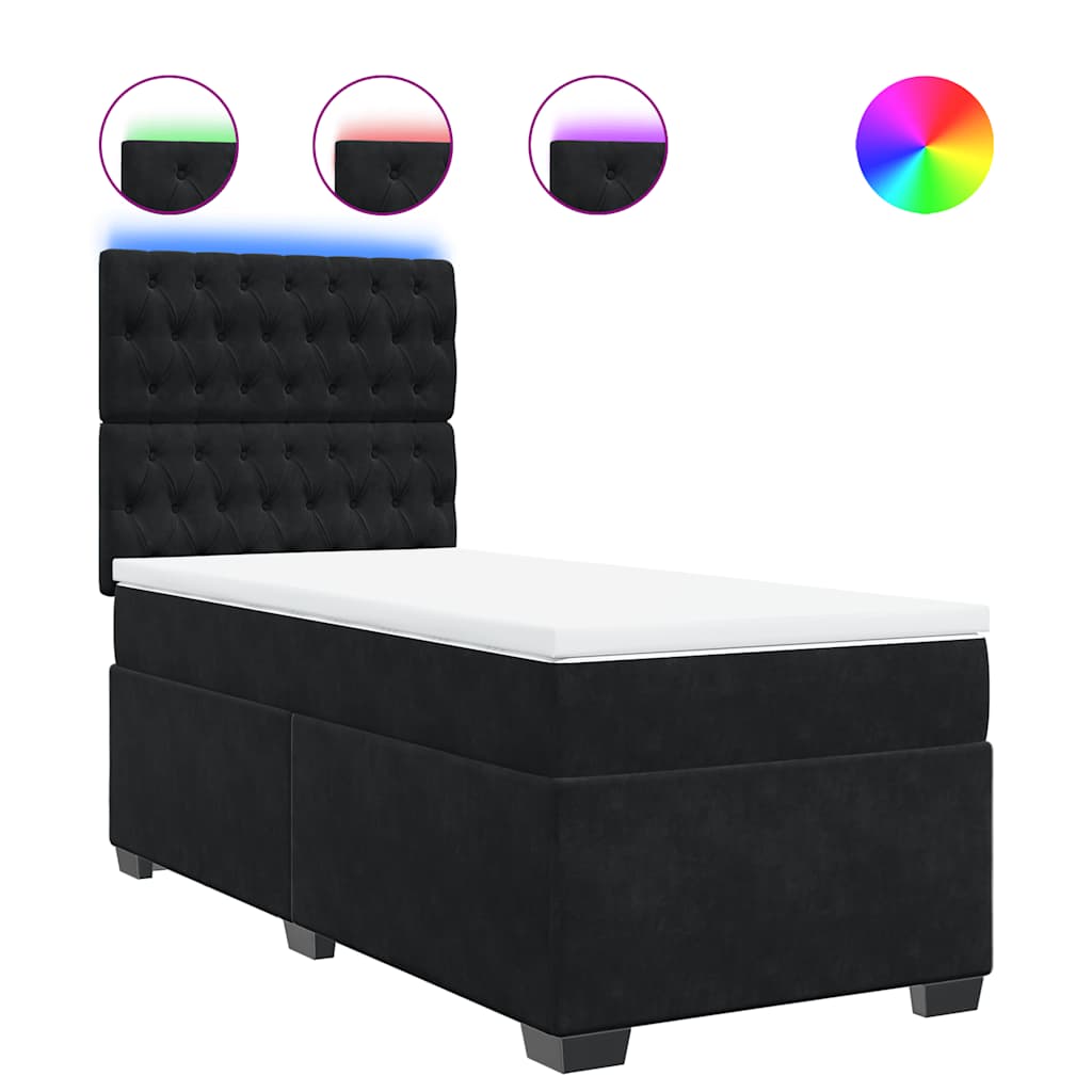 Box spring krevet s madracem crni 90x190 cm baršunasti