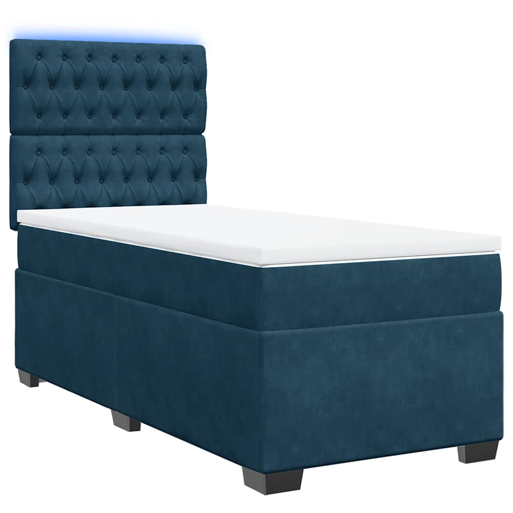 Box spring krevet s madracem plavi 90x190 cm baršunasti