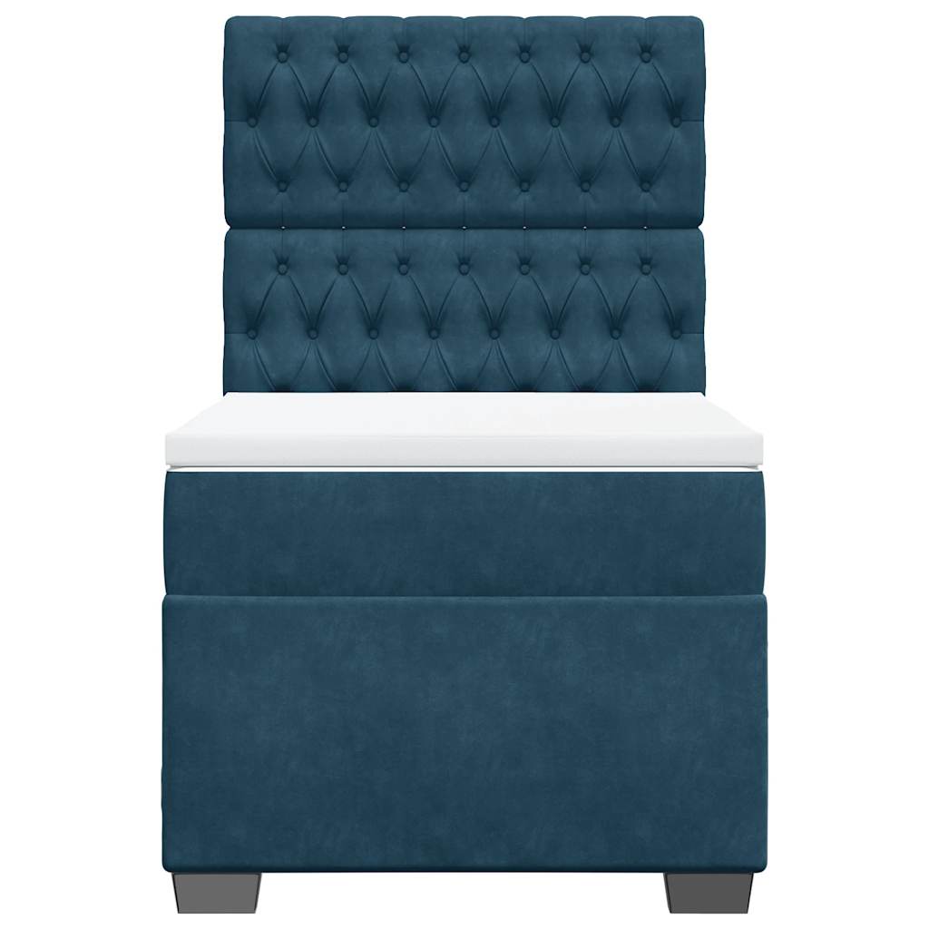 Box spring krevet s madracem plavi 90x190 cm baršunasti