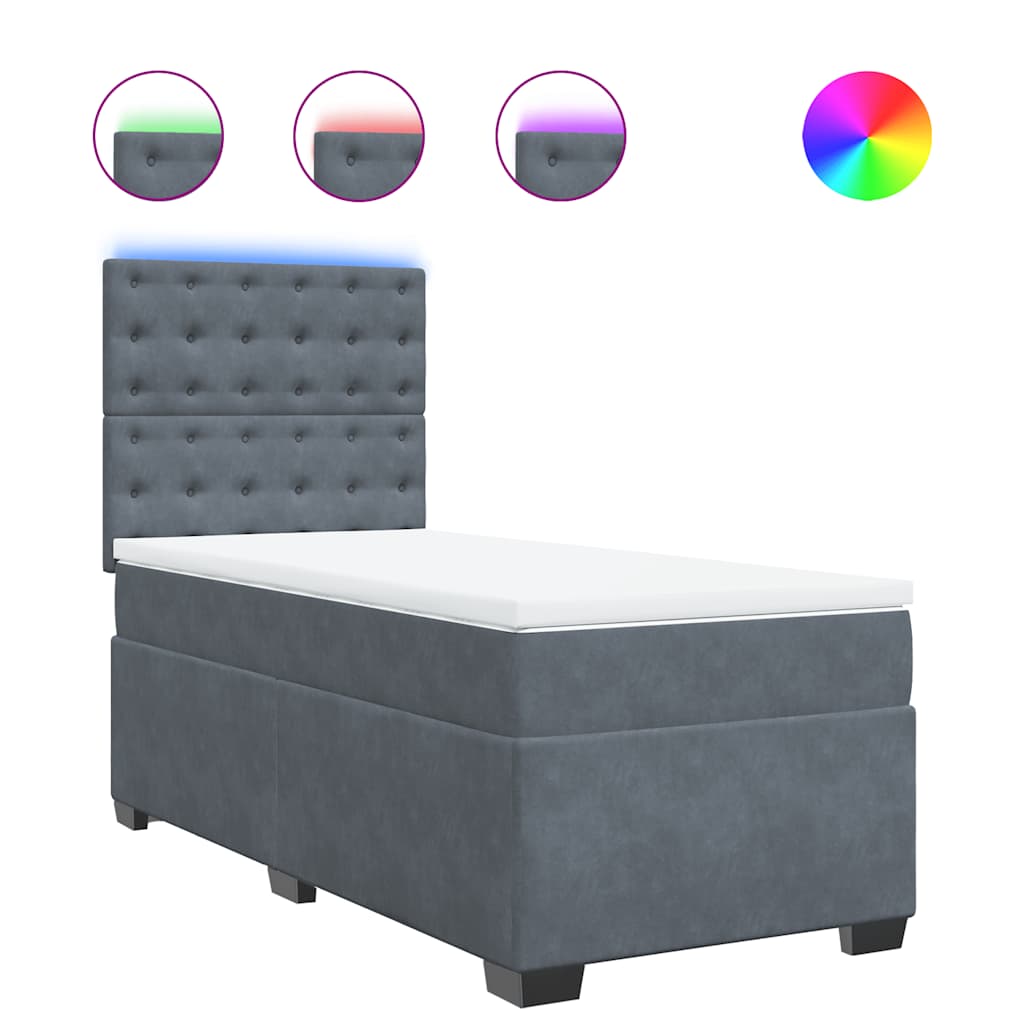 Box spring krevet s madracem tamnosivi 90x190 cm baršunasti