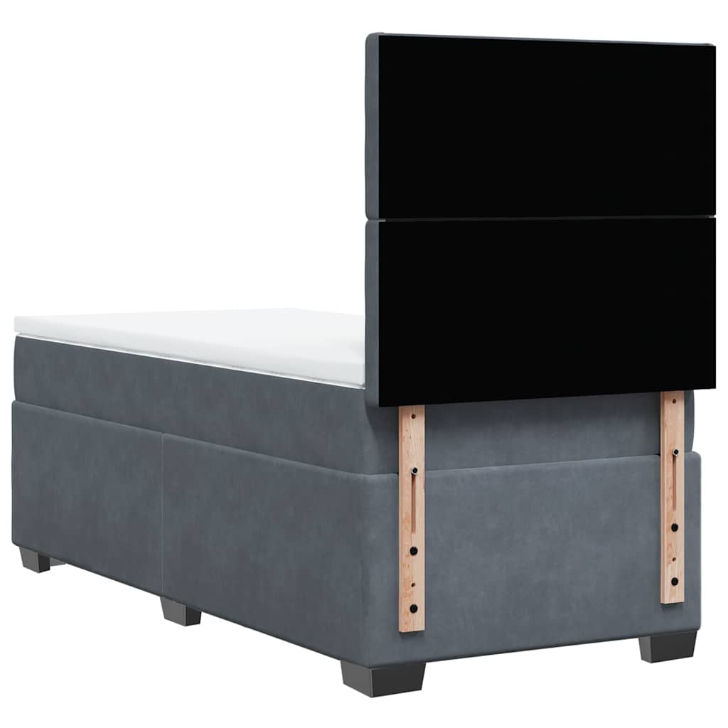 Box spring krevet s madracem tamnosivi 90x190 cm baršunasti