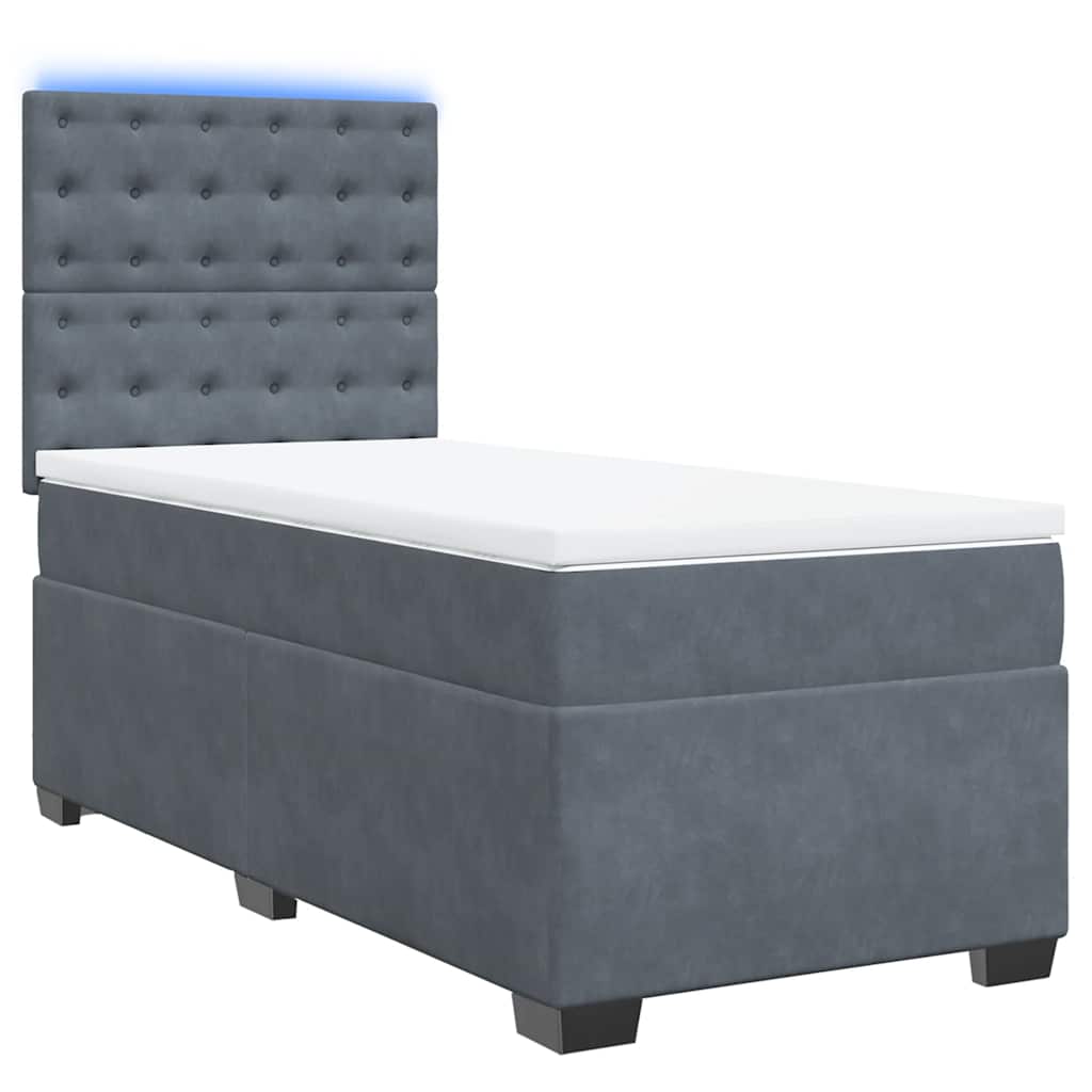 Box spring krevet s madracem tamnosivi 90x190 cm baršunasti