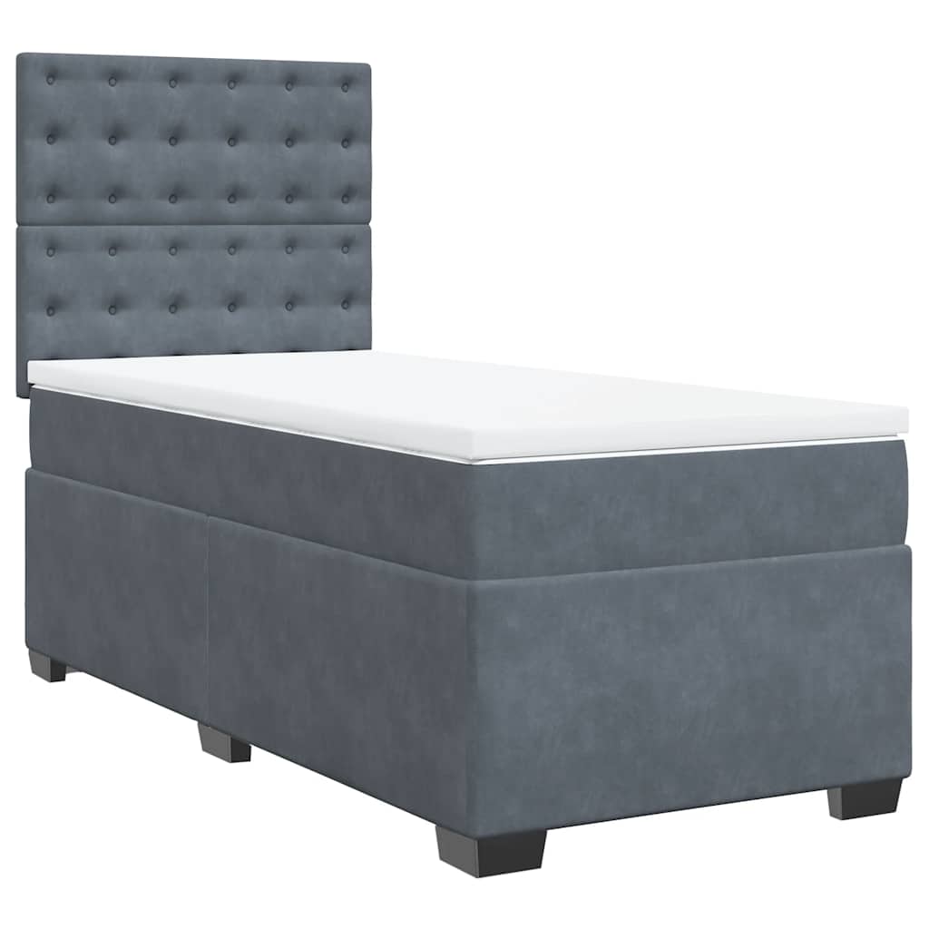 Box spring krevet s madracem tamnosivi 90x190 cm baršunasti