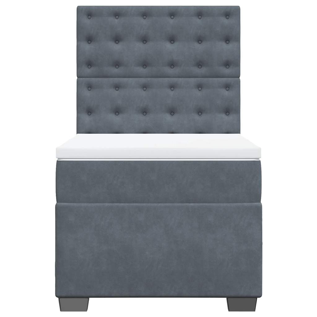 Box spring krevet s madracem tamnosivi 90x190 cm baršunasti