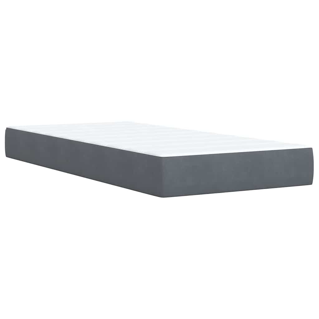 Box spring krevet s madracem tamnosivi 90x190 cm baršunasti