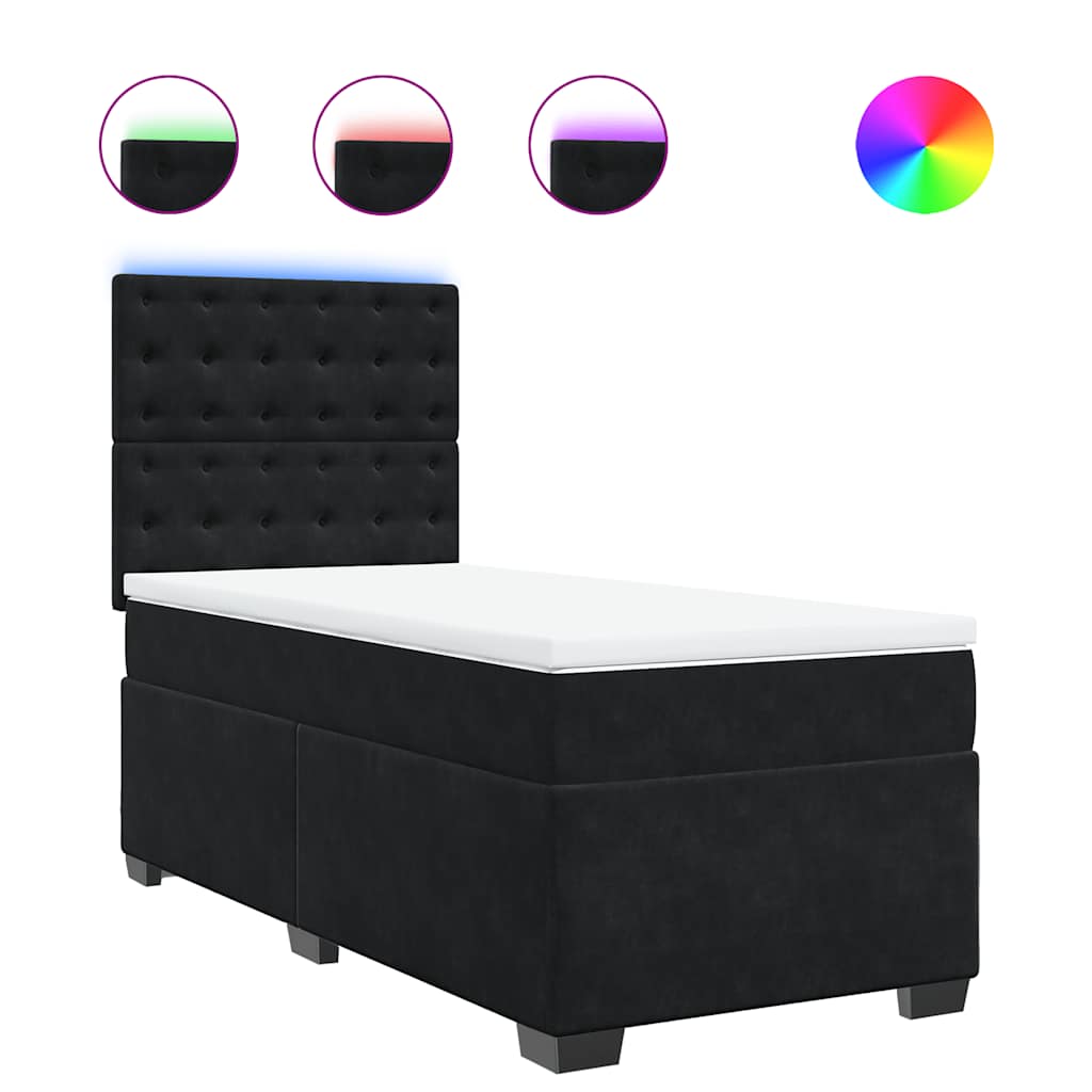 Box spring krevet s madracem crni 90x190 cm baršunasti