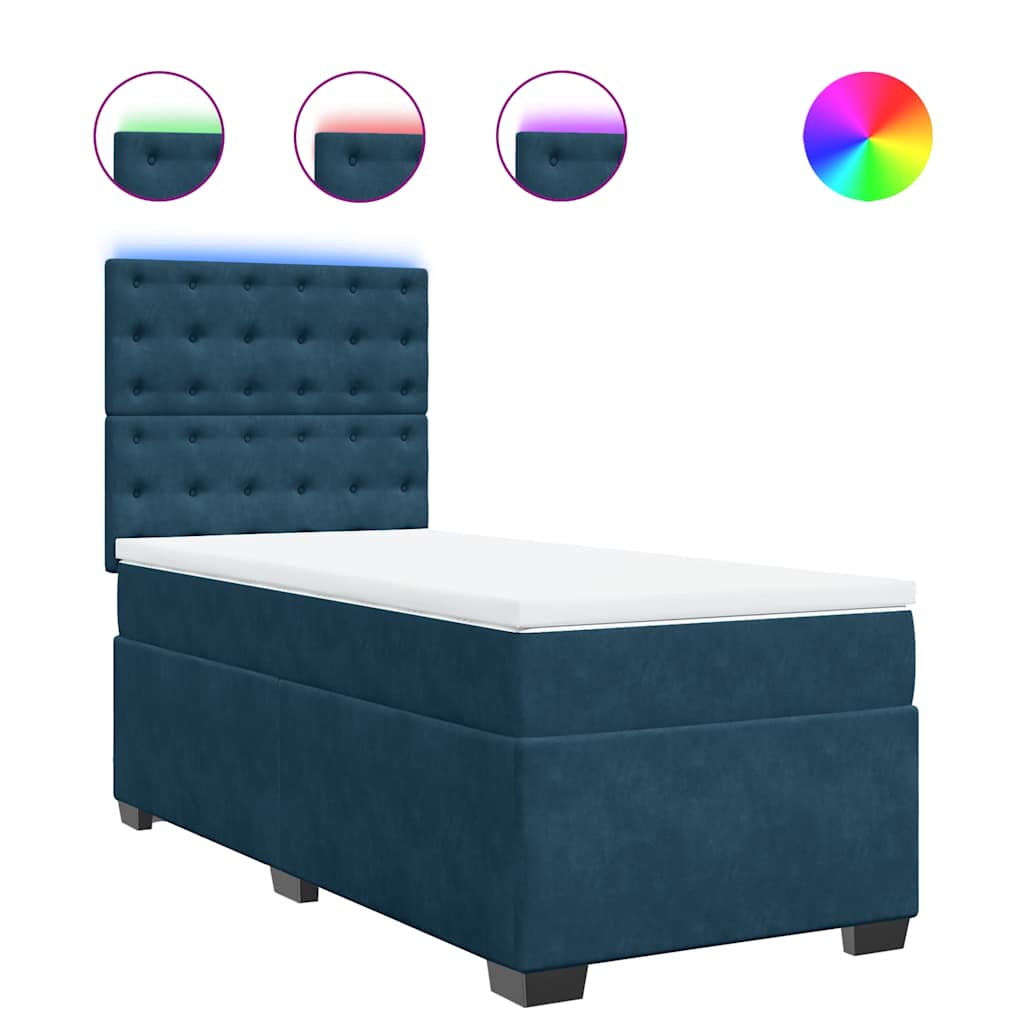 Box spring krevet s madracem plavi 90x190 cm baršunasti