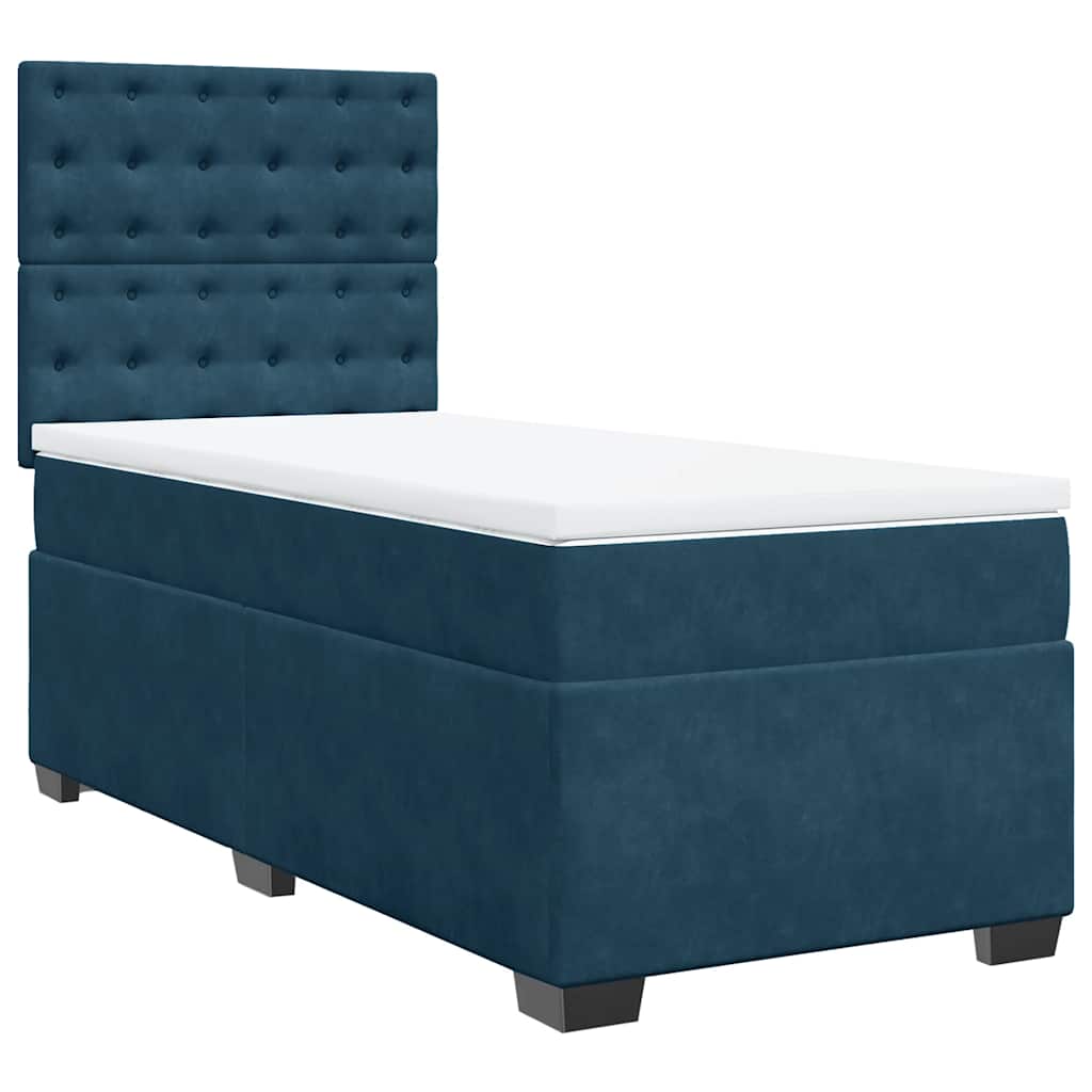 Box spring krevet s madracem plavi 90x190 cm baršunasti