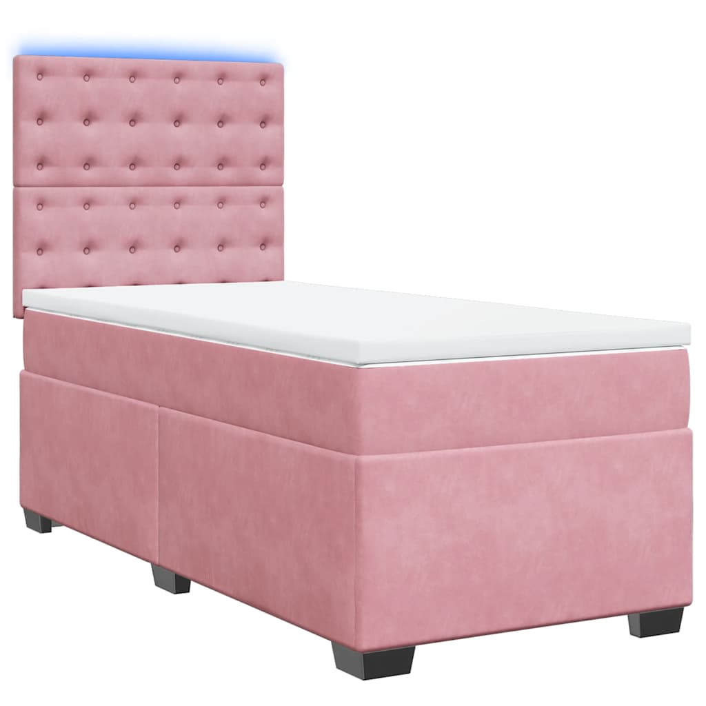 Box spring krevet s madracem ružičasti 90x190 cm baršunasti