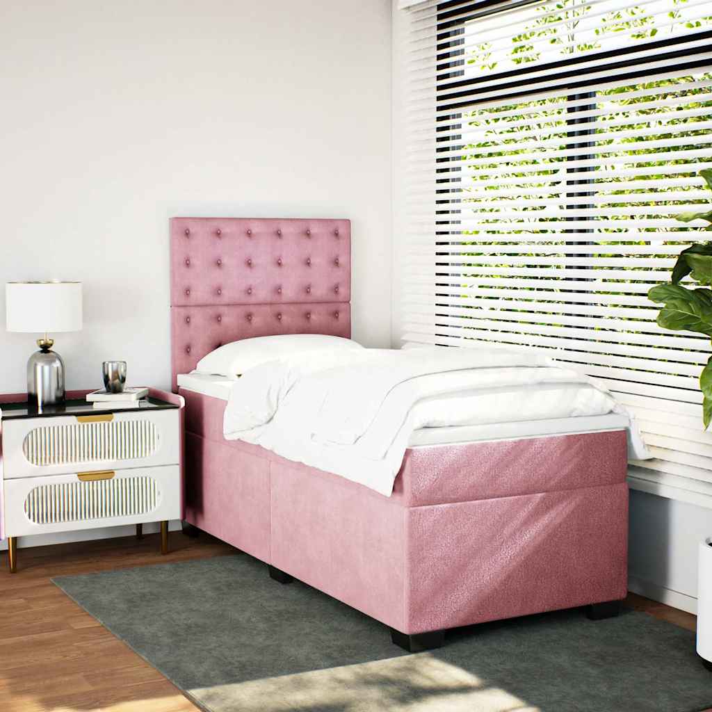 Box spring krevet s madracem ružičasti 90x190 cm baršunasti