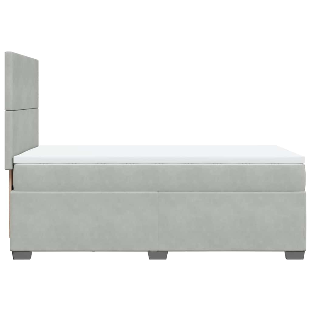 Box spring krevet s madracem svjetlosivi 90x190 cm baršunasti