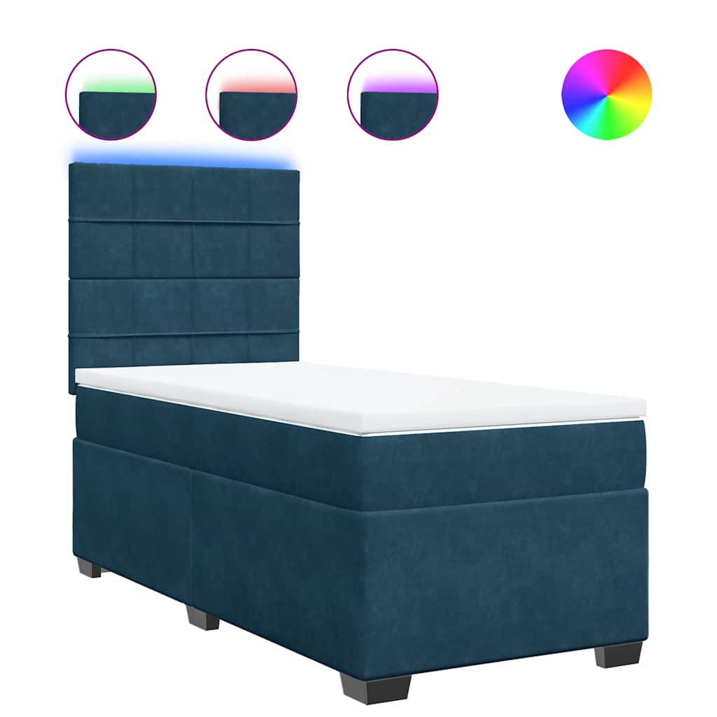 Box spring krevet s madracem plavi 90x200 cm baršunasti