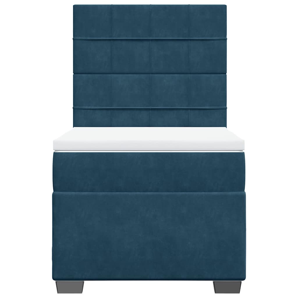 Box spring krevet s madracem plavi 90x200 cm baršunasti