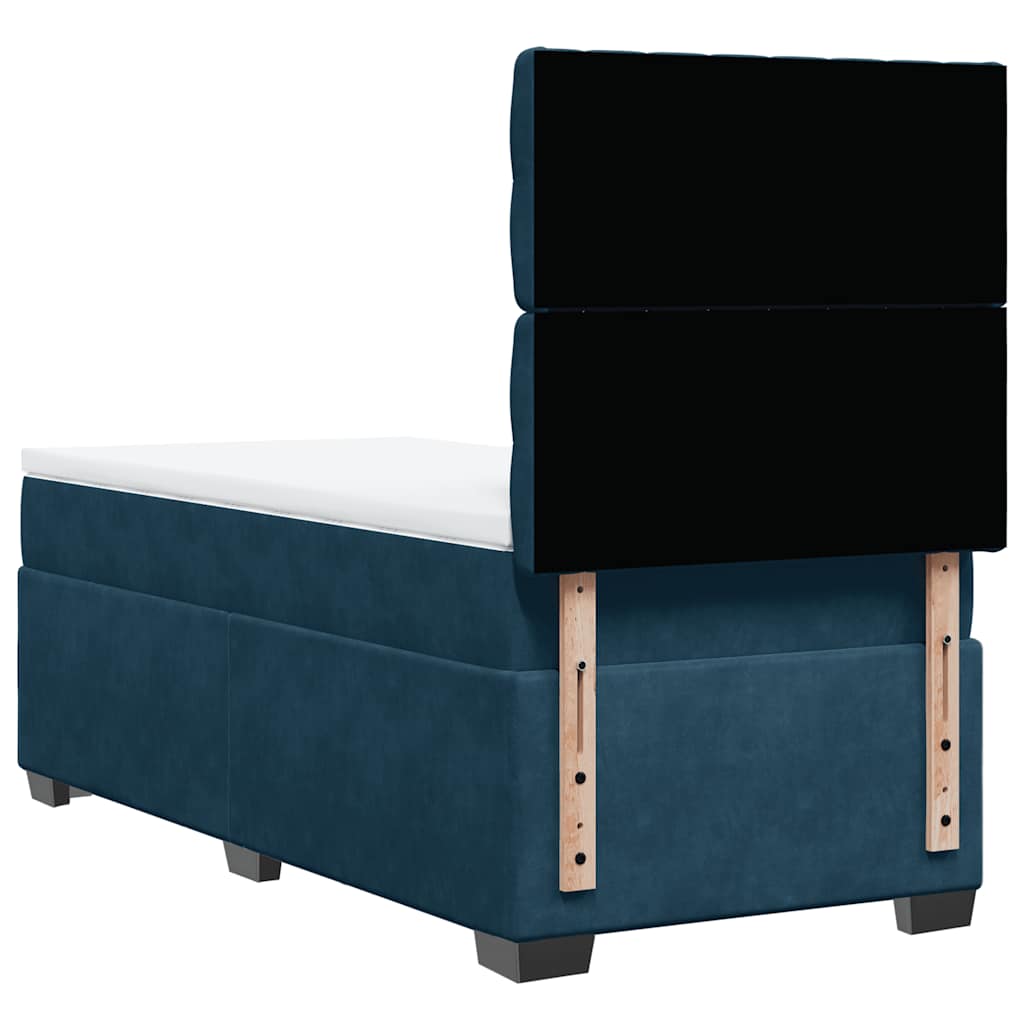 Box spring krevet s madracem plavi 90x200 cm baršunasti