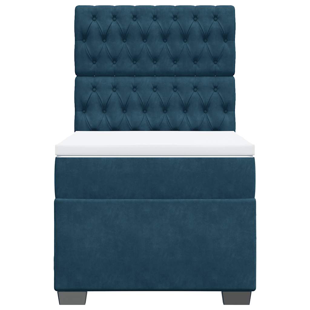 Box spring krevet s madracem plavi 90x200 cm baršunasti