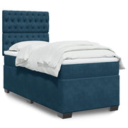 Box spring krevet s madracem plavi 90x200 cm baršunasti