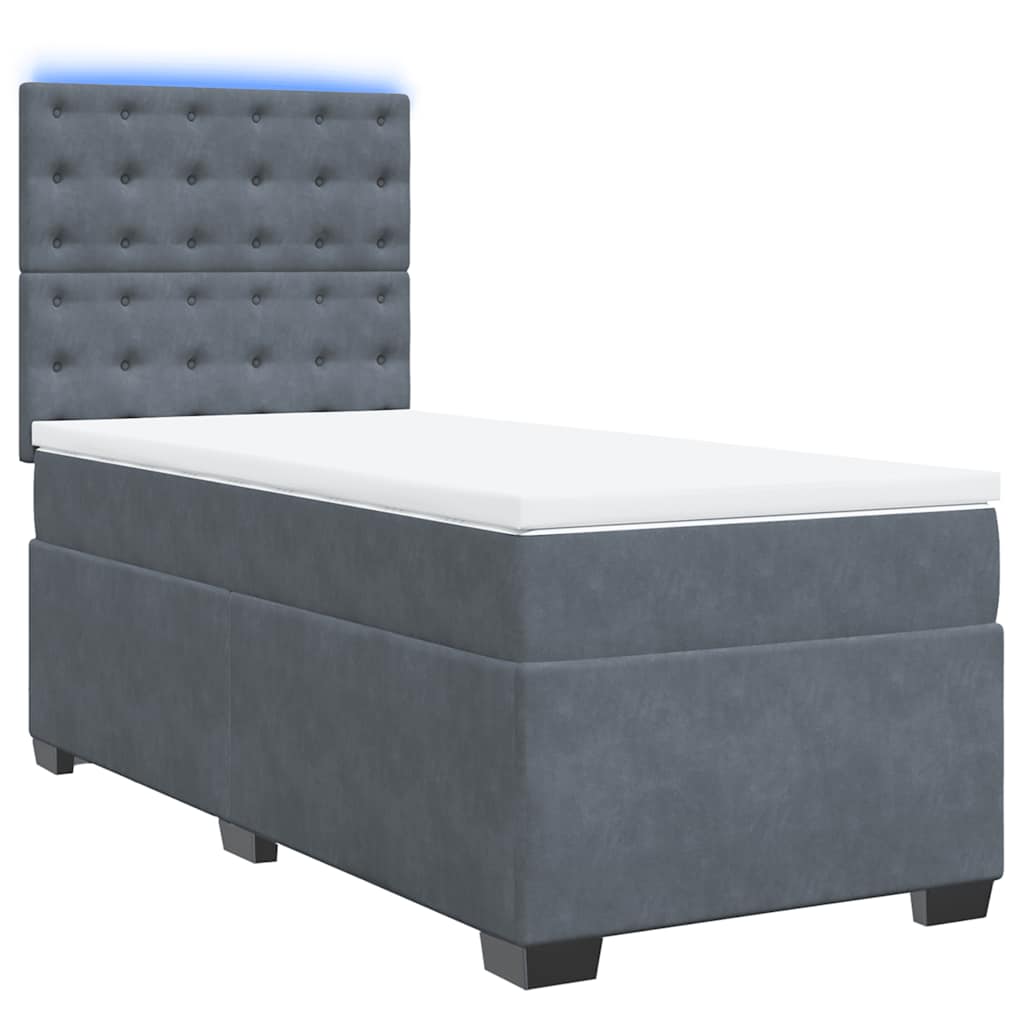 Box spring krevet s madracem tamnosivi 90x200 cm baršunasti