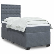 Box spring krevet s madracem tamnosivi 90x200 cm baršunasti
