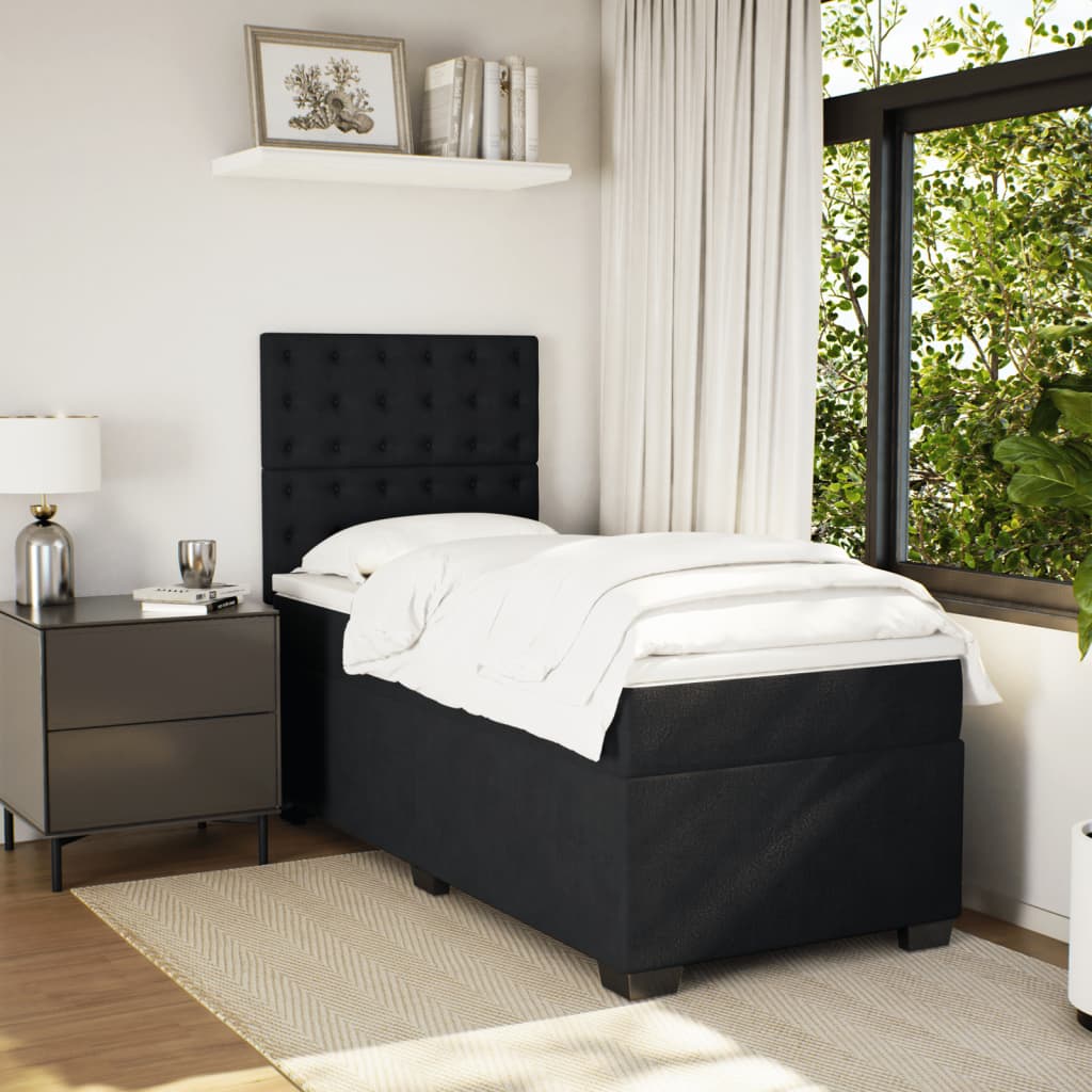 Box spring krevet s madracem crni 90x200 cm baršunasti