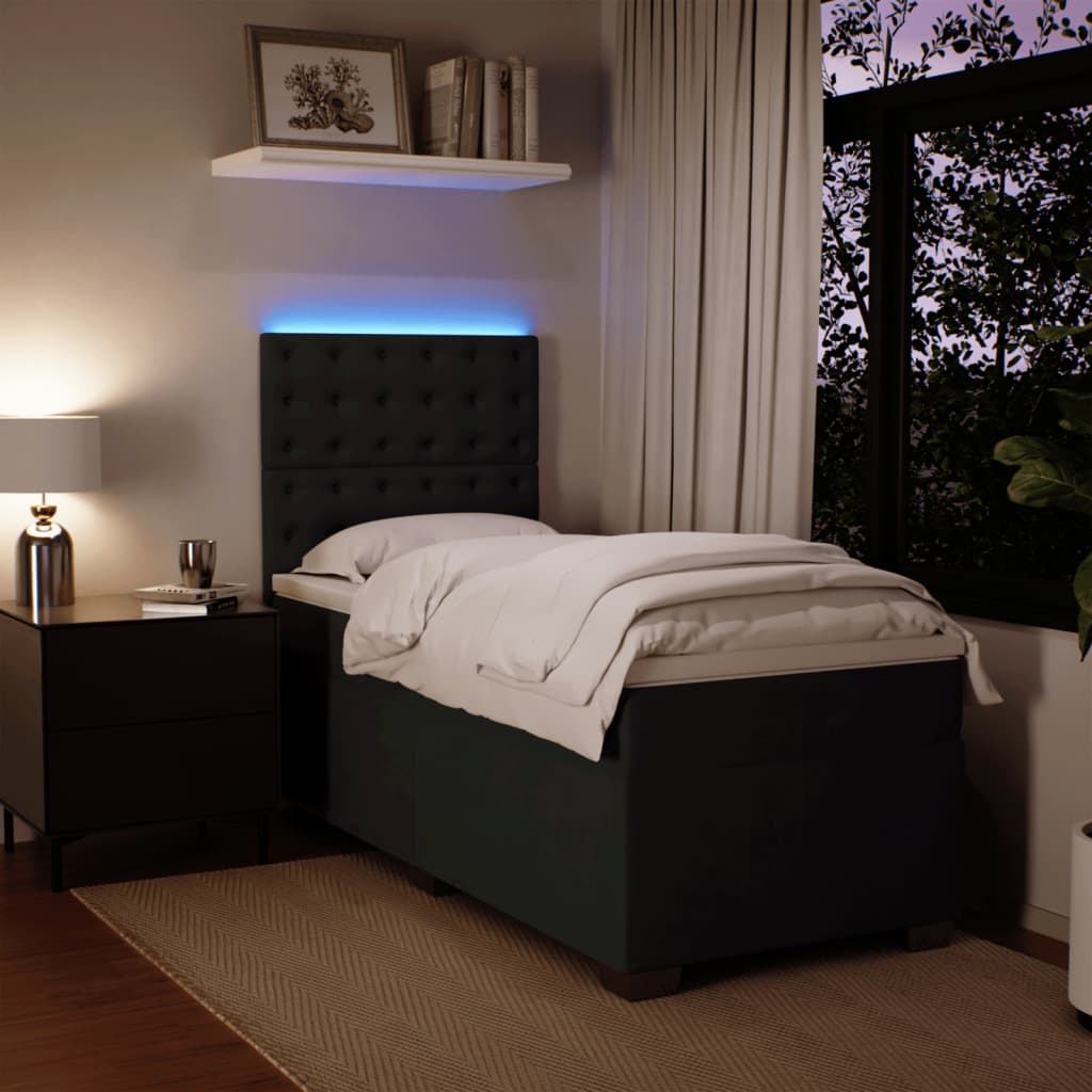 Box spring krevet s madracem crni 90x200 cm baršunasti