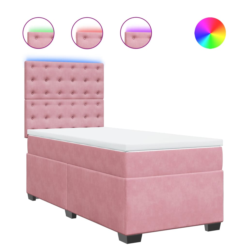 Box spring krevet s madracem ružičasti 90x200 cm baršunasti