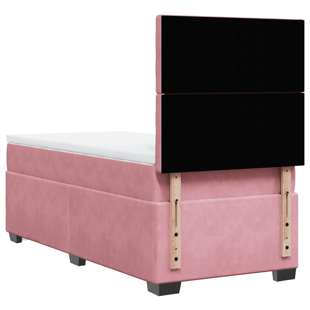 Box spring krevet s madracem ružičasti 90x200 cm baršunasti